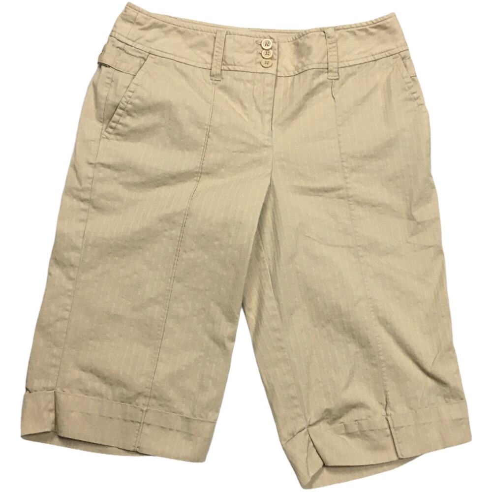 Ann Taylor‎ LOFT Bermuda Shorts Cuffed Khaki Capri Women's 6P Casual Tan Midrise